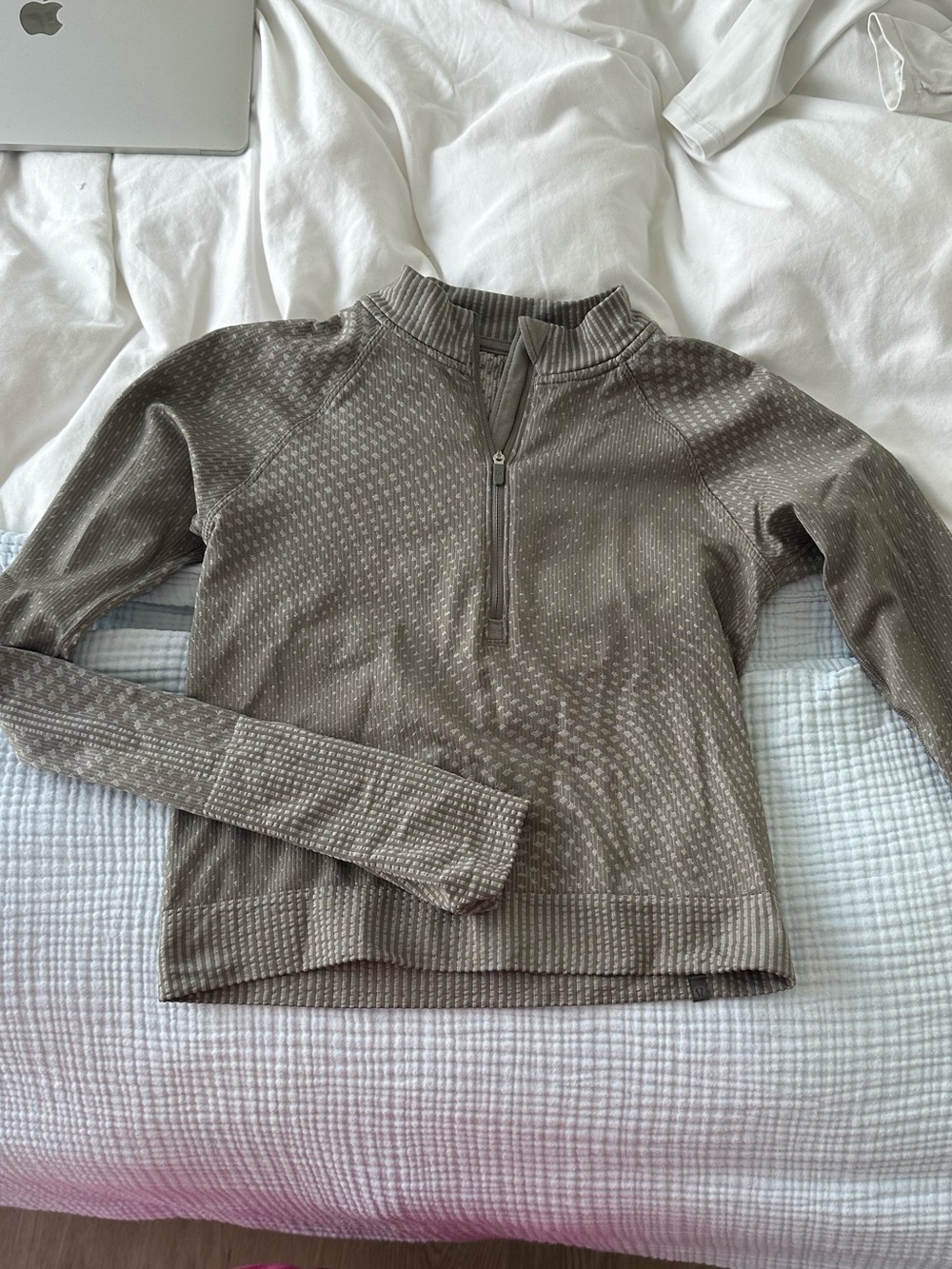 lululemon athletica Olive-Taupe Half-Zip Long Sleeve Top